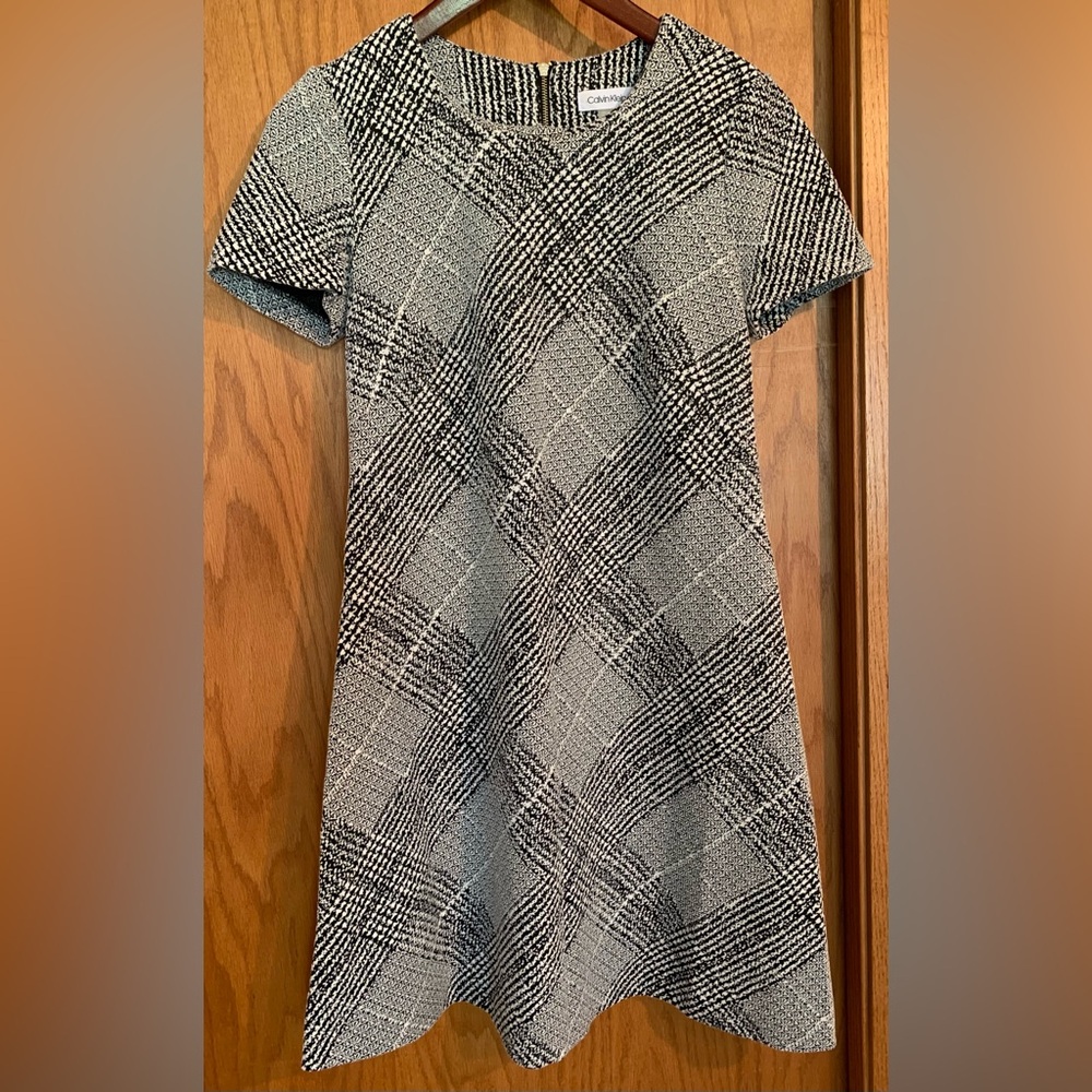 Calvin Klein Black and White Plaid Mini Dress